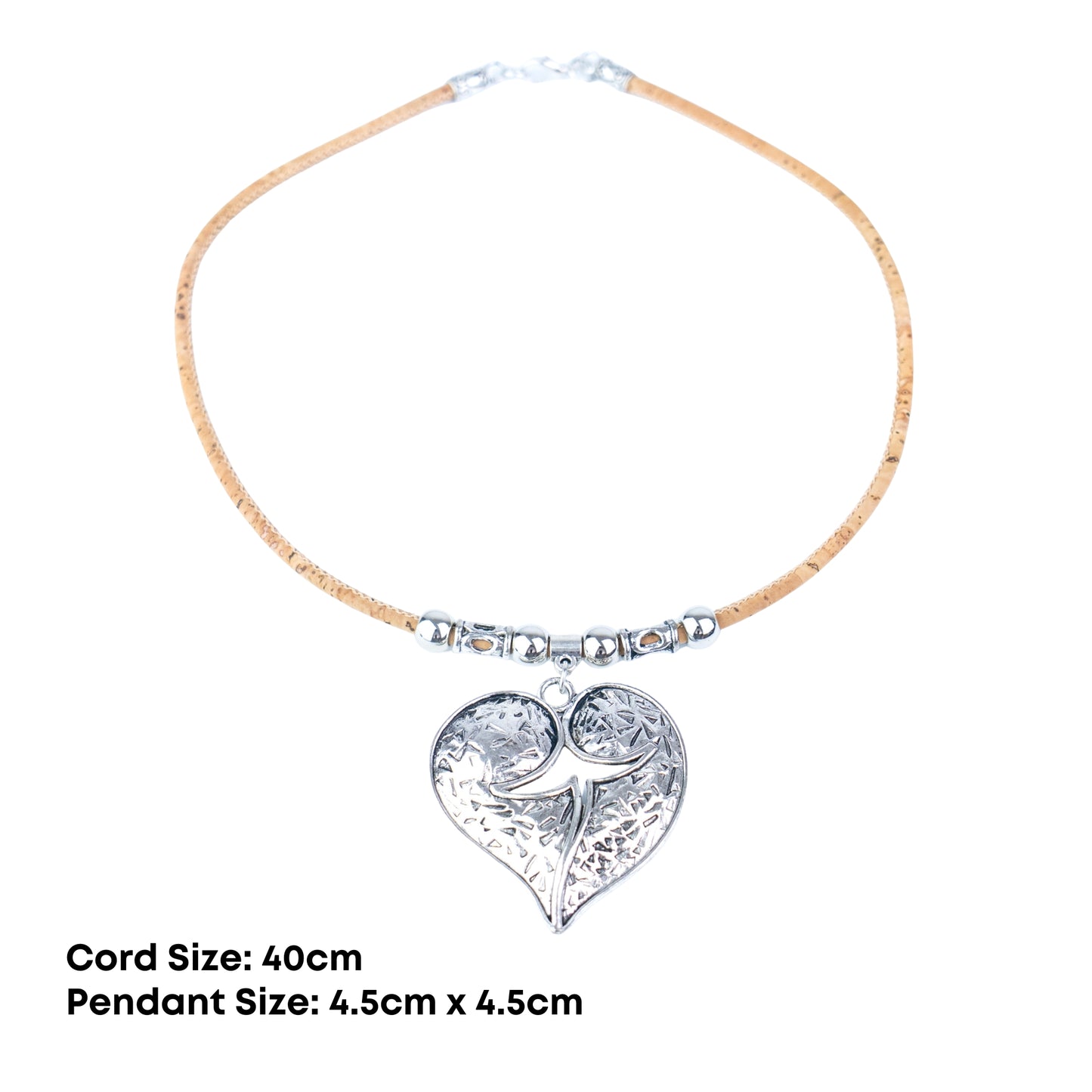 handmade necklaces for women with natural cork cord and  Heart Pendant  NE-1086-5
