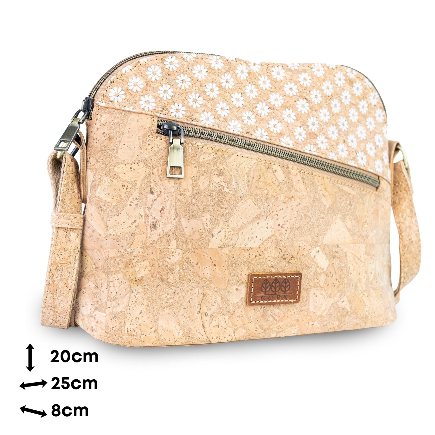 Natural Cork Crossbody Bag with Printed Accent BAGD-659