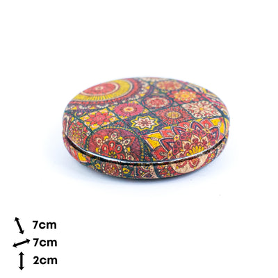 Round Cork Compact Mirror with Floral DesignL-1024A-MIX-10 (10units)