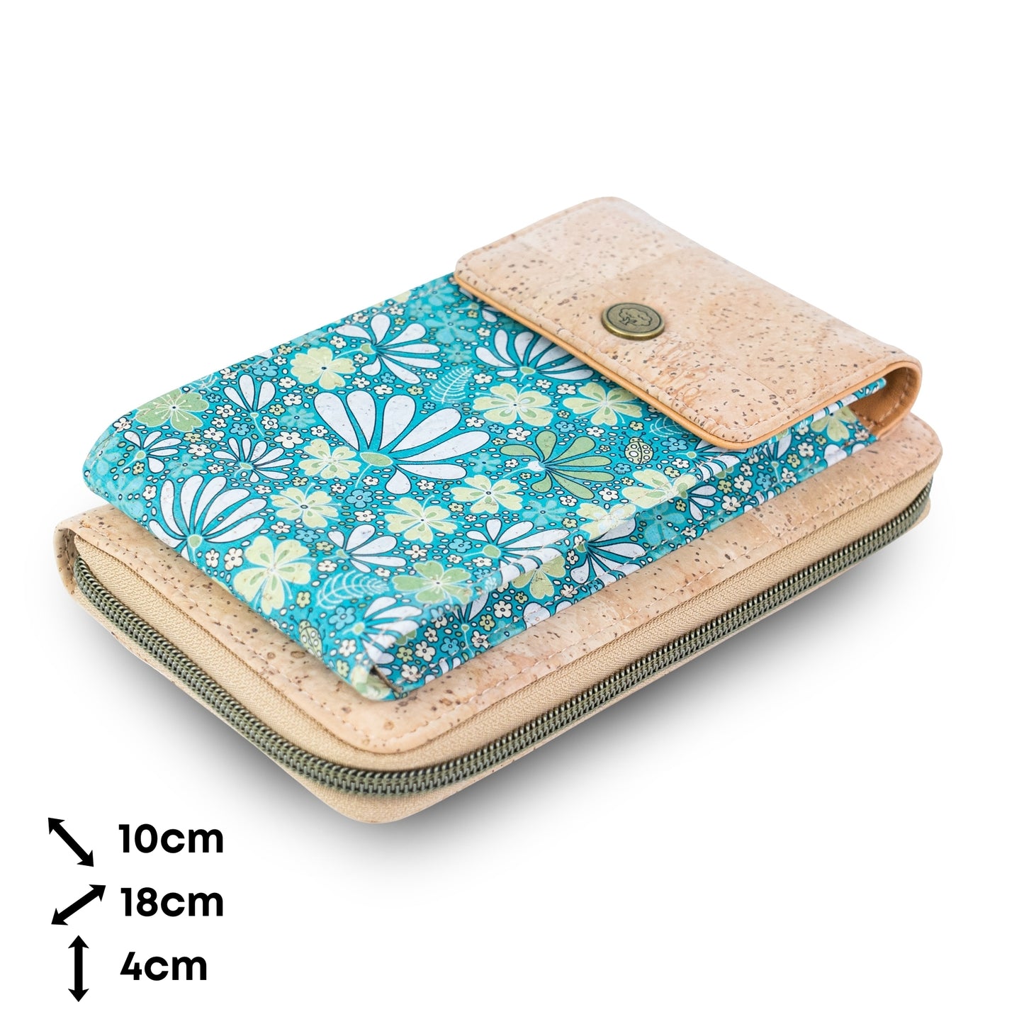 Natural Cork Phone Crossbody Wallet for Women – Floral Print Vegan Crossbody Purse BAGD-2403