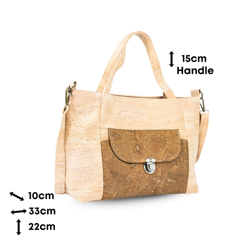 Natural Cork Handbag | Vegan Shoulder Bag with Front Pocket BAGP-317