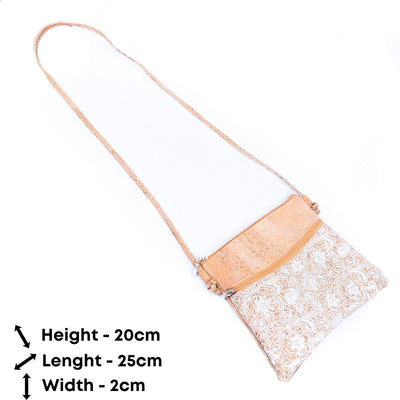 White Print Stitching Ladies' Cork Zipper Crossbody Bag BAGP-167