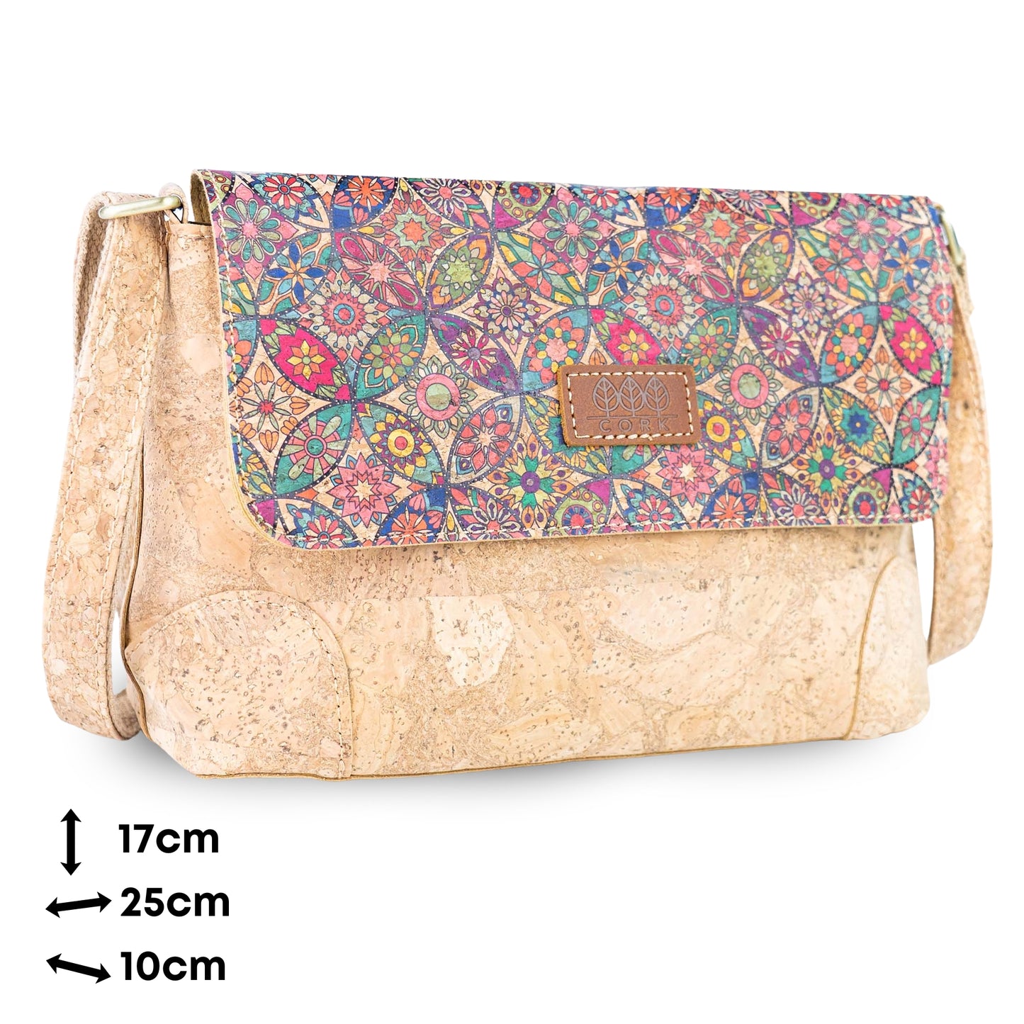 Printed Cork Crossbody Bag with Adjustable Strap BAGD-666