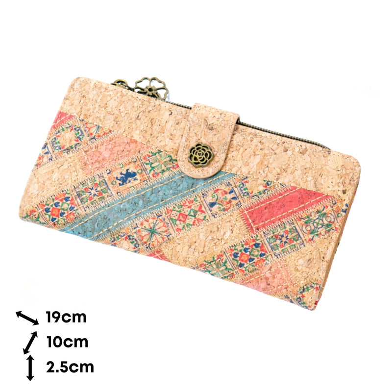 Patchwork-Stitched Cork Long Wallet – BAGD-592