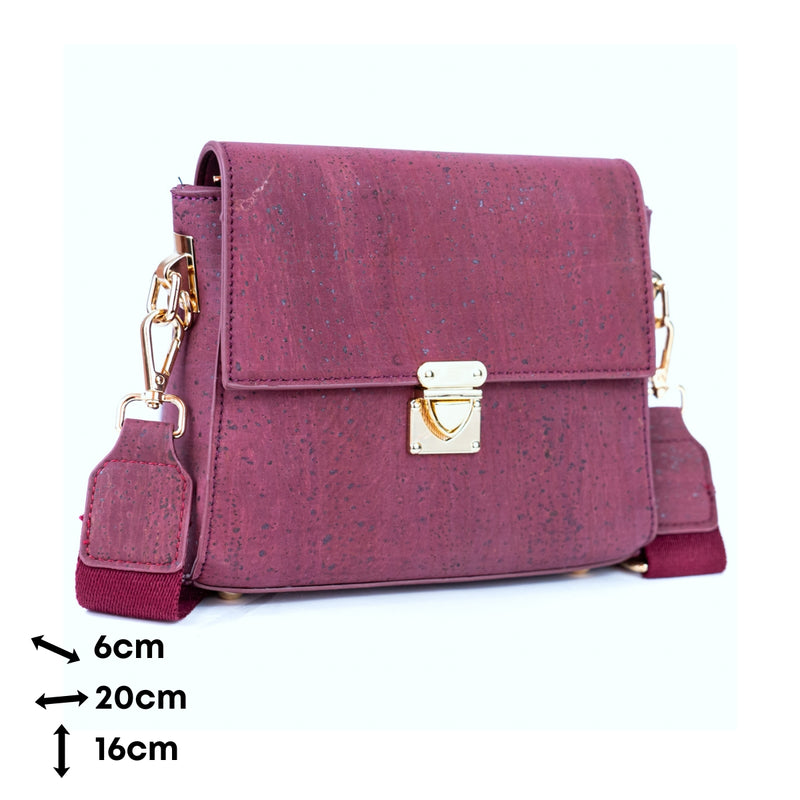 Elegant Solid Cork Crossbody Bag with Golden Lock BAG-2323