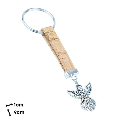 10mm Flat Cork Cord Angel Keychain – Assorted 10 Colors  I-077-MIX-10