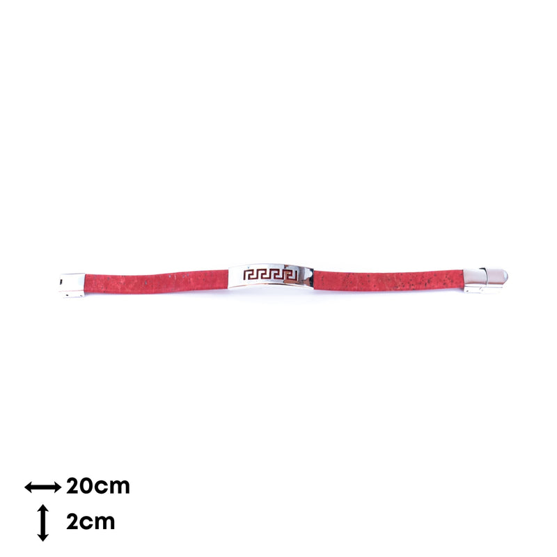 Handmade Unisex Bracelet – 10mm Flat Colored Cork Cord with Stainless Steel Hardware DBR-057-MIX-5