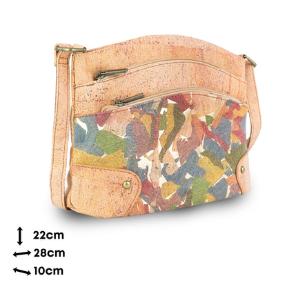 Natural Cork Multi-Pocket Crossbody Bag for Women – Vegan Shoulder Handbag BAG-2405