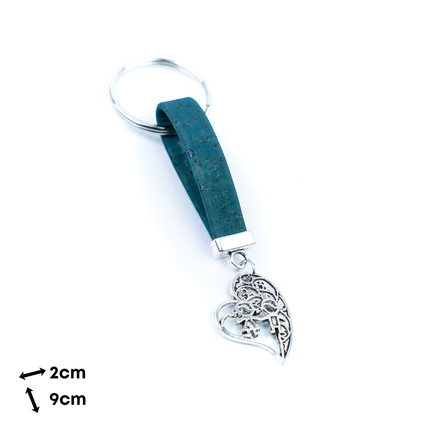 Natural Cork Keychain with Heart &amp; Children Charm I-080-MIX-10