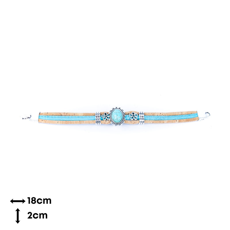3mm natural and blue cork wire and Turquoise accessories  hardware handmade women&