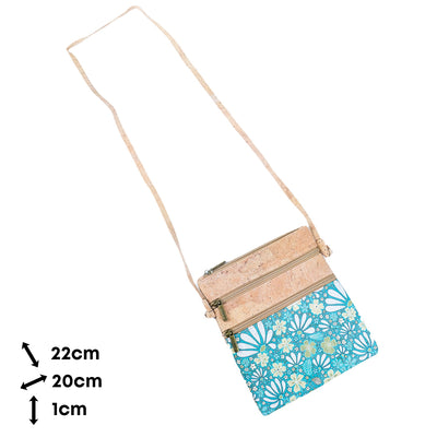 Cork Women's Double Zip Flower print Crossbody Bag BAG-2314