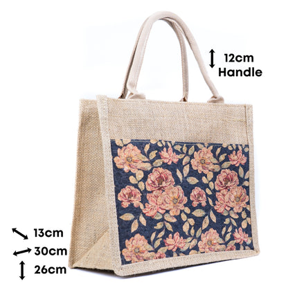 Floral Cork & Jute Tote Handbag BAG-2381