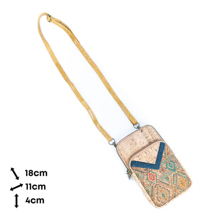 Cork Patchwork Embellished Women's Phone Pouch BAGD-552