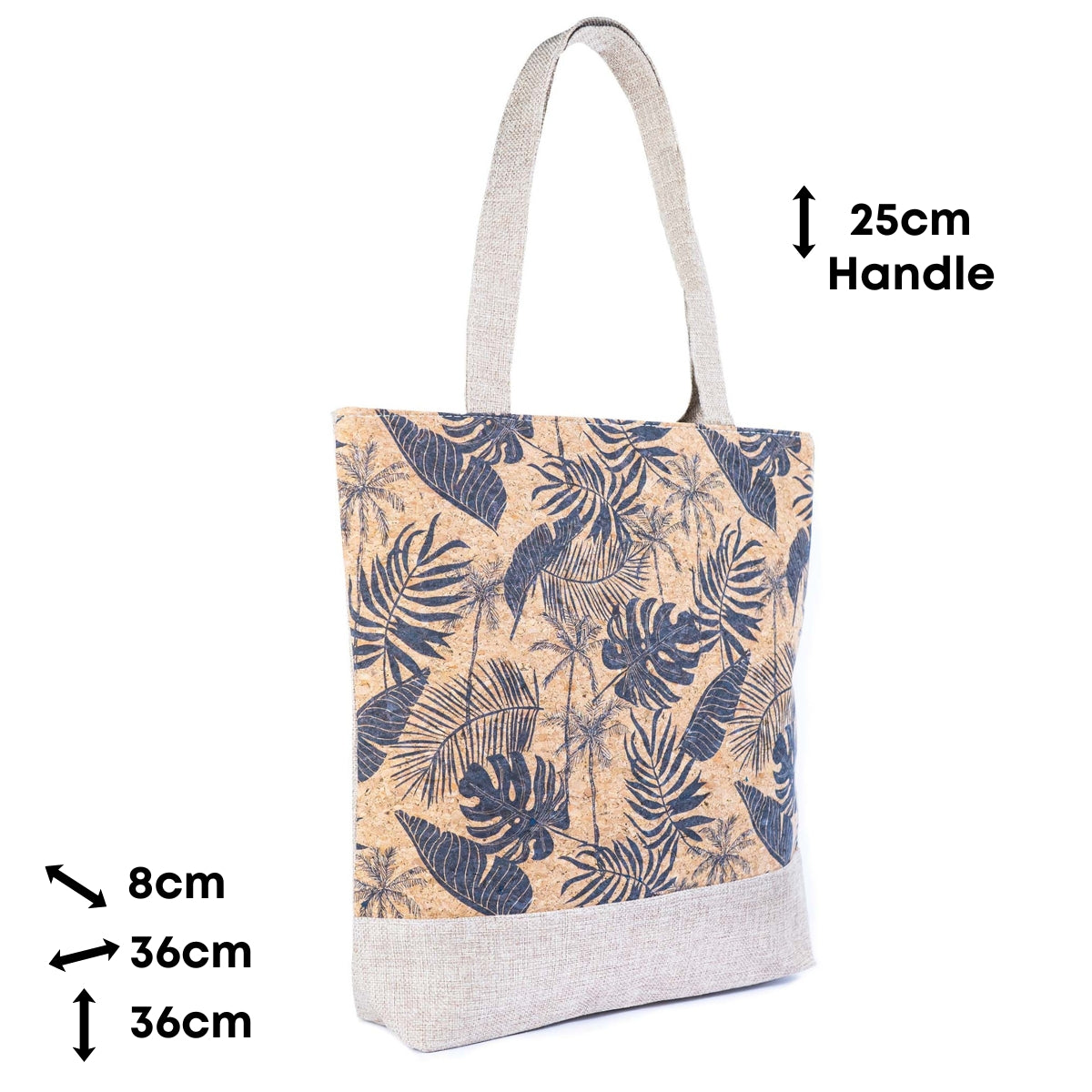 Printed Cork Tote Bag with Fabric Handles BAG-2382