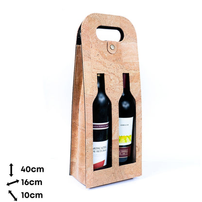 Dual-Bottle Bohemian Cork Wine Carrier and Gift Bag L-911