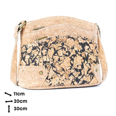 Women's Triple-Zip Crossbody Bag – Crafted from Cork and Coffee Grounds BAG-2340