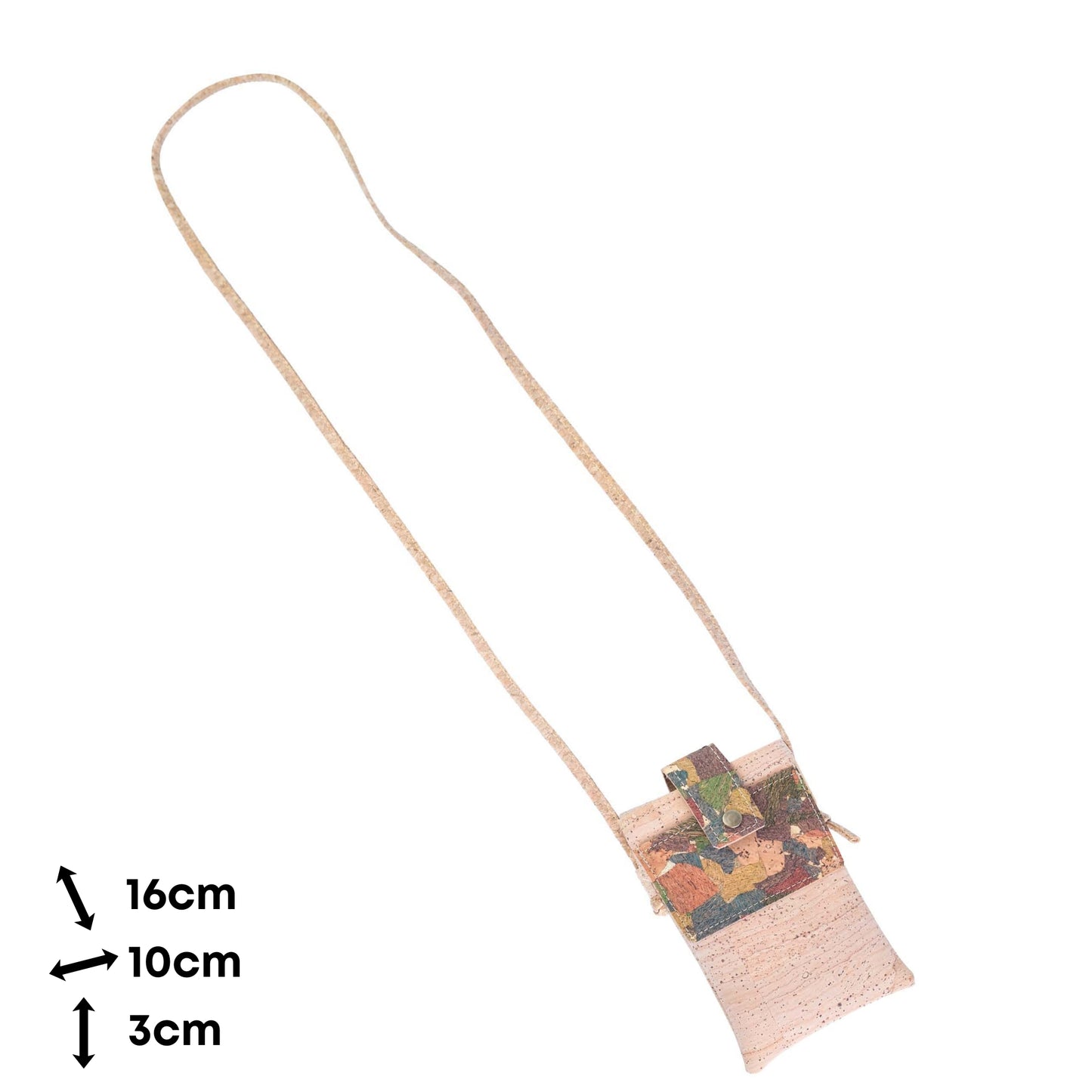 5pcs | Cork Phone Crossbody Bag | Patchwork Flap, Snap Closure & Cork Rope Strap BAGP-371