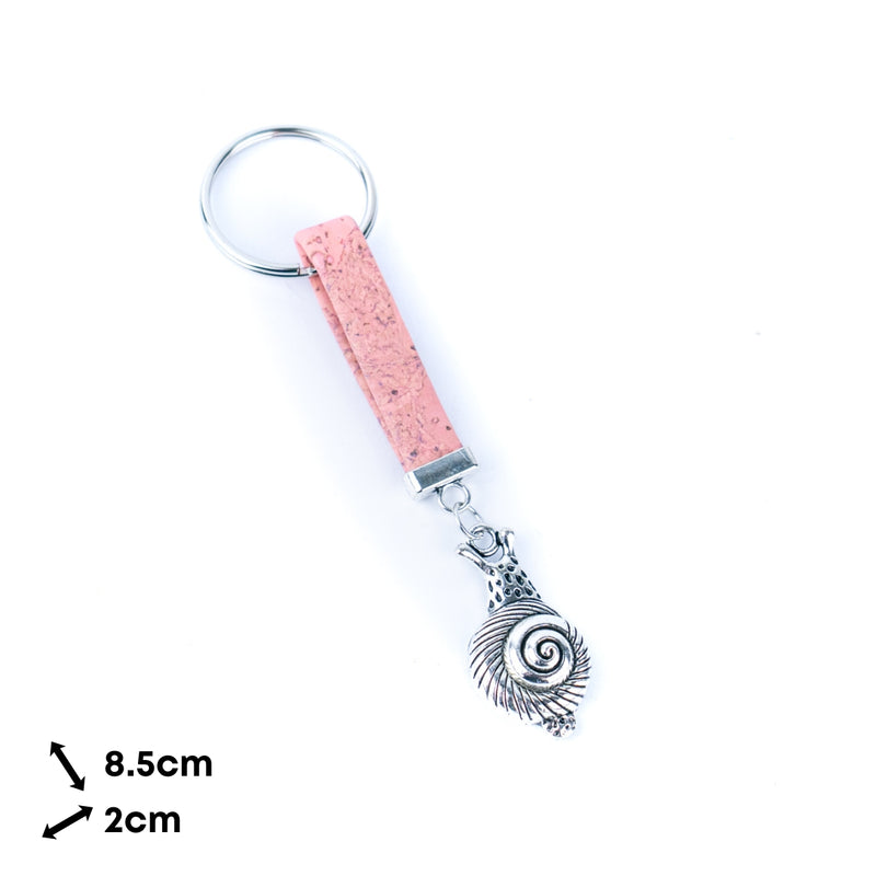 10mm Flat Wire Colored Cork Wire and snails Charm Pendant Handmade Keychain I-114-MIX-10