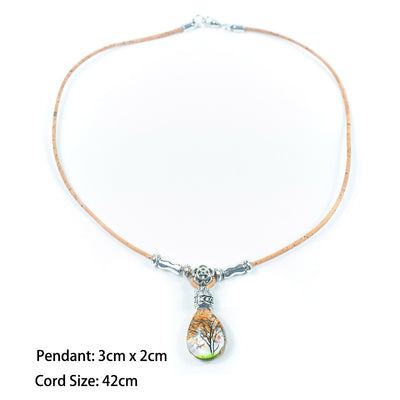 handmade women's cork necklace N-100-MIX-4