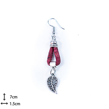 Natural Handmade Cork small leaves Earrings for Women-ER-159-MIX-5