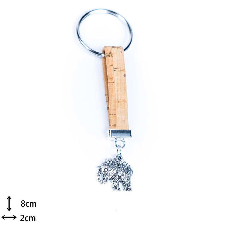 Colorful cork and elephant accessories  handmade keychains I-091-MIX-10