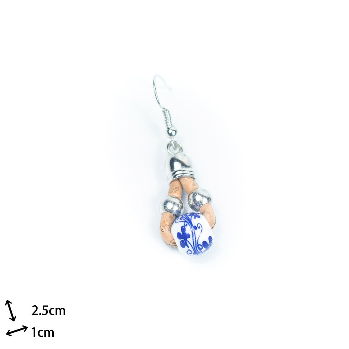 Ceramic bead cork handmade earrings-ER-138-MIX-5