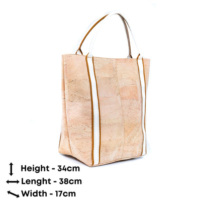 Minimalist Style Ladies' Tote Bag with Natural Cork and Woven Strap BAGP-251