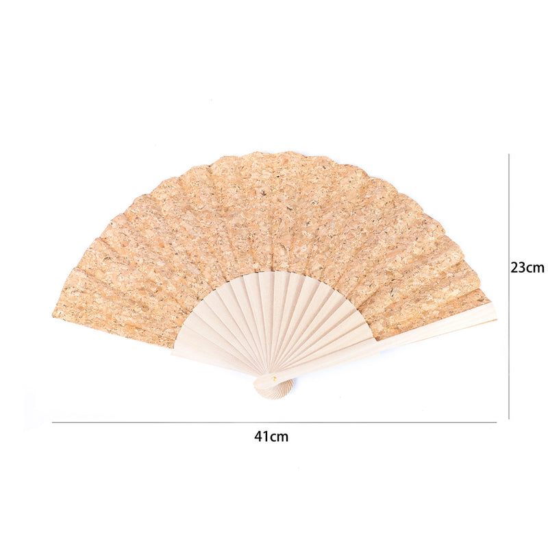 Cork Antique Wooden Folding Hand Fan L-029