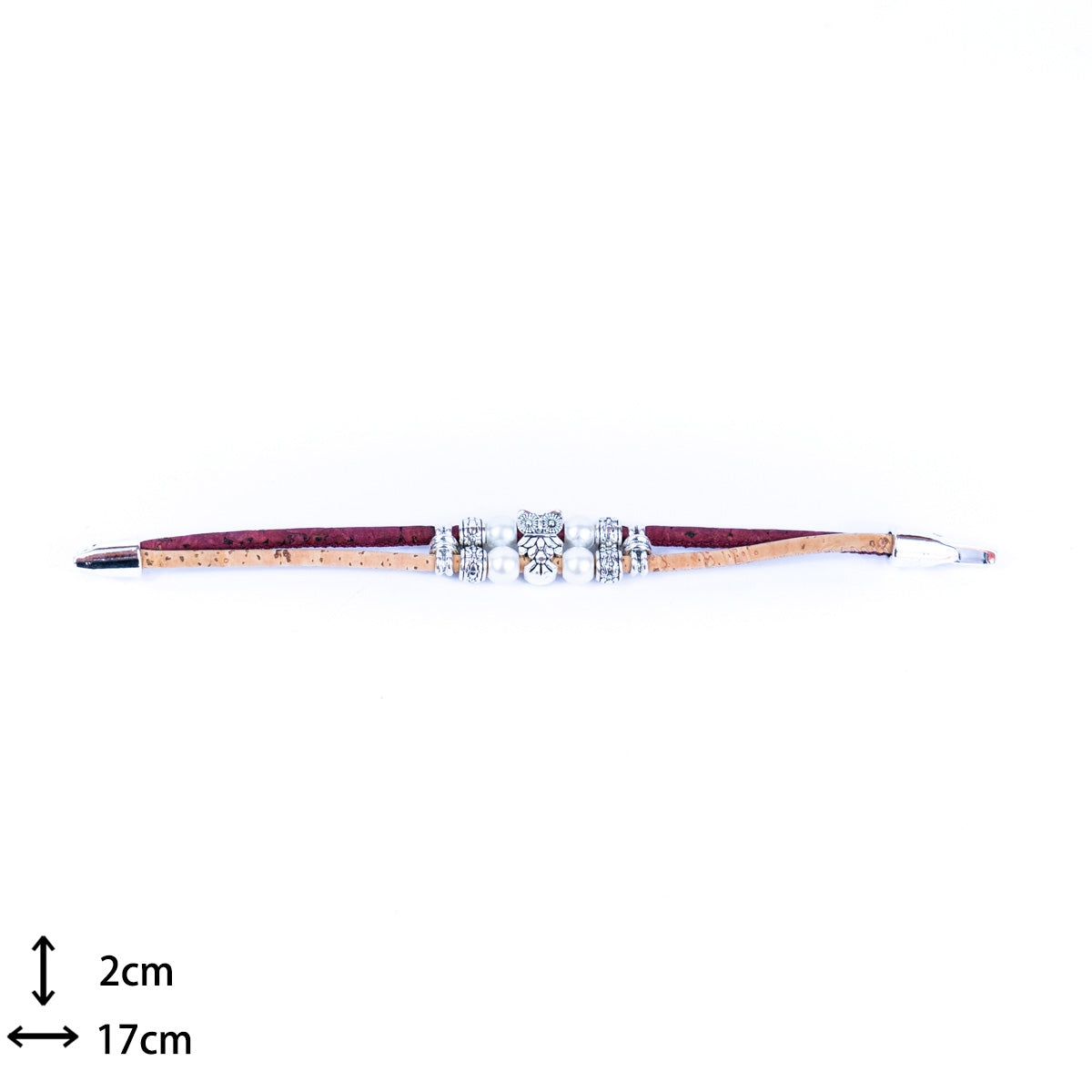 3MM round colored cork cord and owl alloy accessories handmade women's bracelet  BR-413-MIX-5