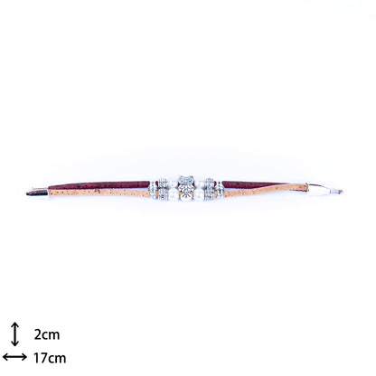3MM round colored cork cord and owl alloy accessories handmade women's bracelet  BR-413-MIX-5