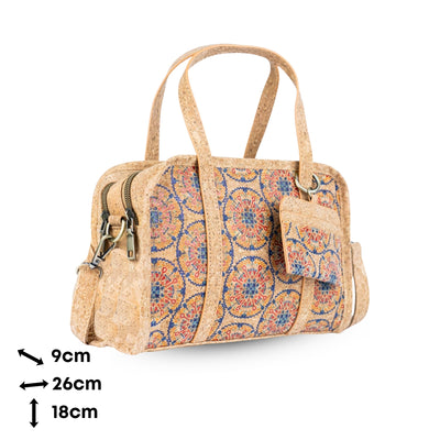 Cork Handbag – Floral & Mosaic Design, Eco-Friendly Elegance BAGD-342