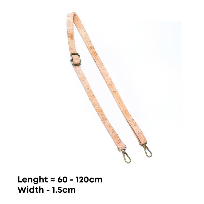 Adjustable Shoulder Strap with Natural Cork and Antique Brass Metal L-1033 (Strap)