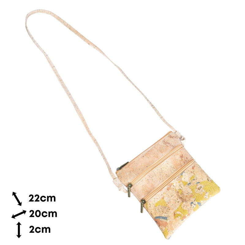 Cork Crossbody Bag with Triple Zippers BAGP-321-GH
