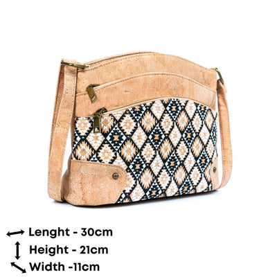 Three-Line Zipper Women's Cork  Crossbody Bag BAG-2284