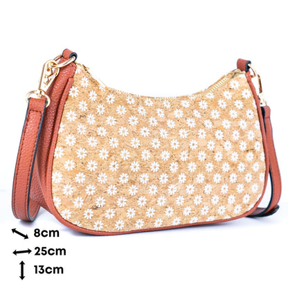 Bohemian Chic Printed Cork & Brown PU Leather Crossbody Bag BAG-2336-FGHI