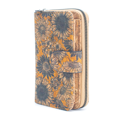 6 Cork card Wallets with Floral Print Patterns (6 Units) HY-034-MIX-6