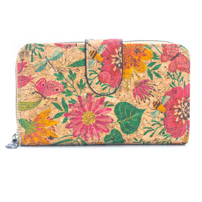 6 Cork card Wallets with Floral Print Patterns (6 Units) HY-034-MIX-6