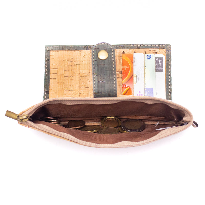 Turquoise cork Slim snap wallet BAG-2052-C