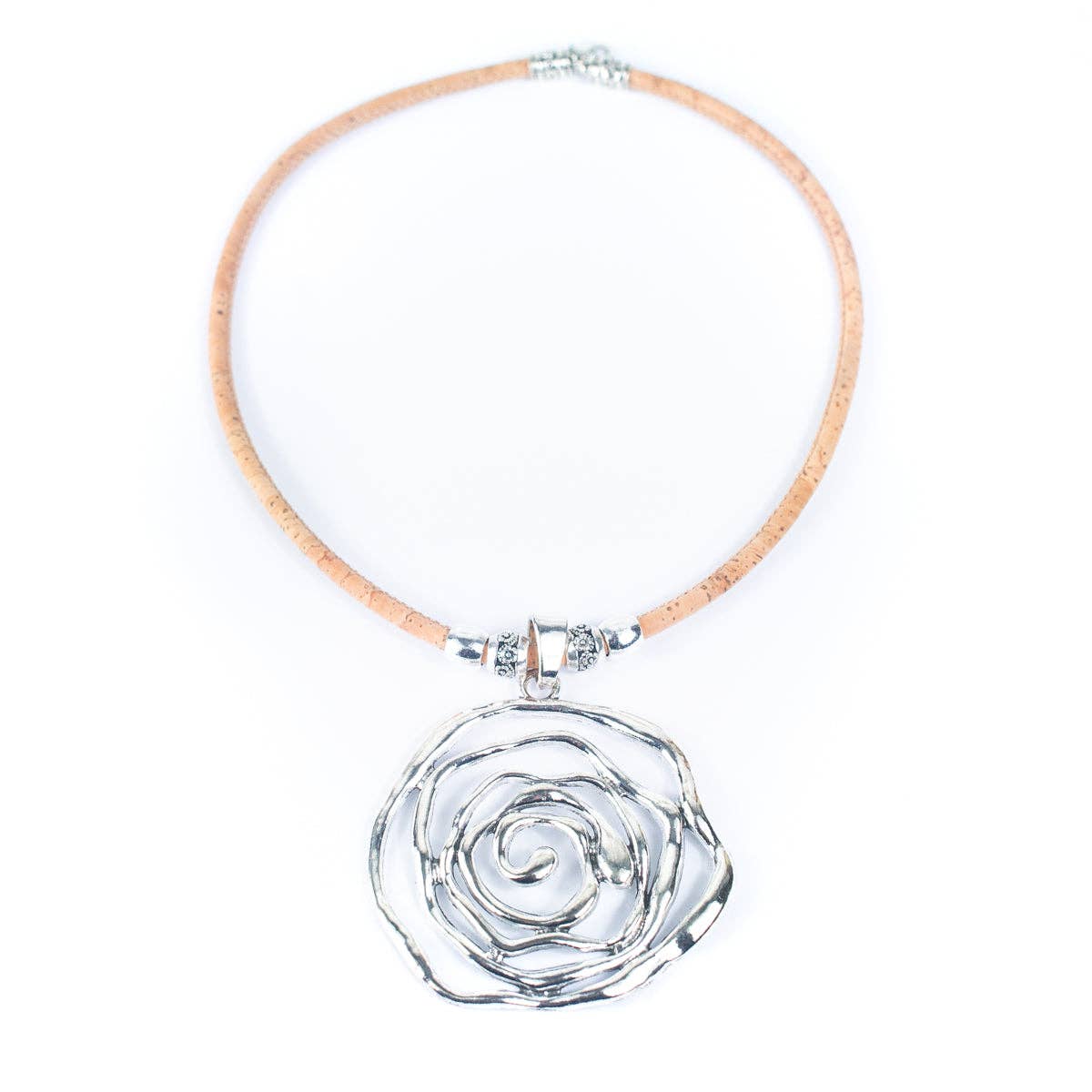 Pink Roses Cork natural cork with roses handmade cork necklace N-190-MIX-5 – MB Cork