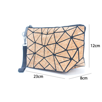 Natural Cork Geometric Pattern Organizer Pouch and Makeup Bag BAG-2256